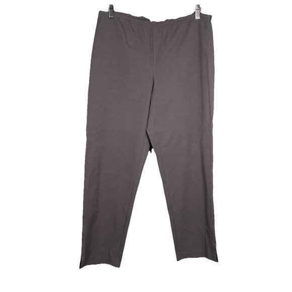 Eileen Fisher Womens Pull On Cotton Stretch Ankle Pants Size M Gray Office Zip - Picture 1 of 10